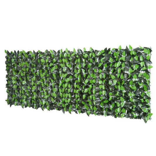 Photo of Outsunny Artificial Leaf Hedge Screen Privacy Fence Panel for Garden Outdoor Indoor Decor 3M x 1M Light Green and Dark Green in Green colour on a white background