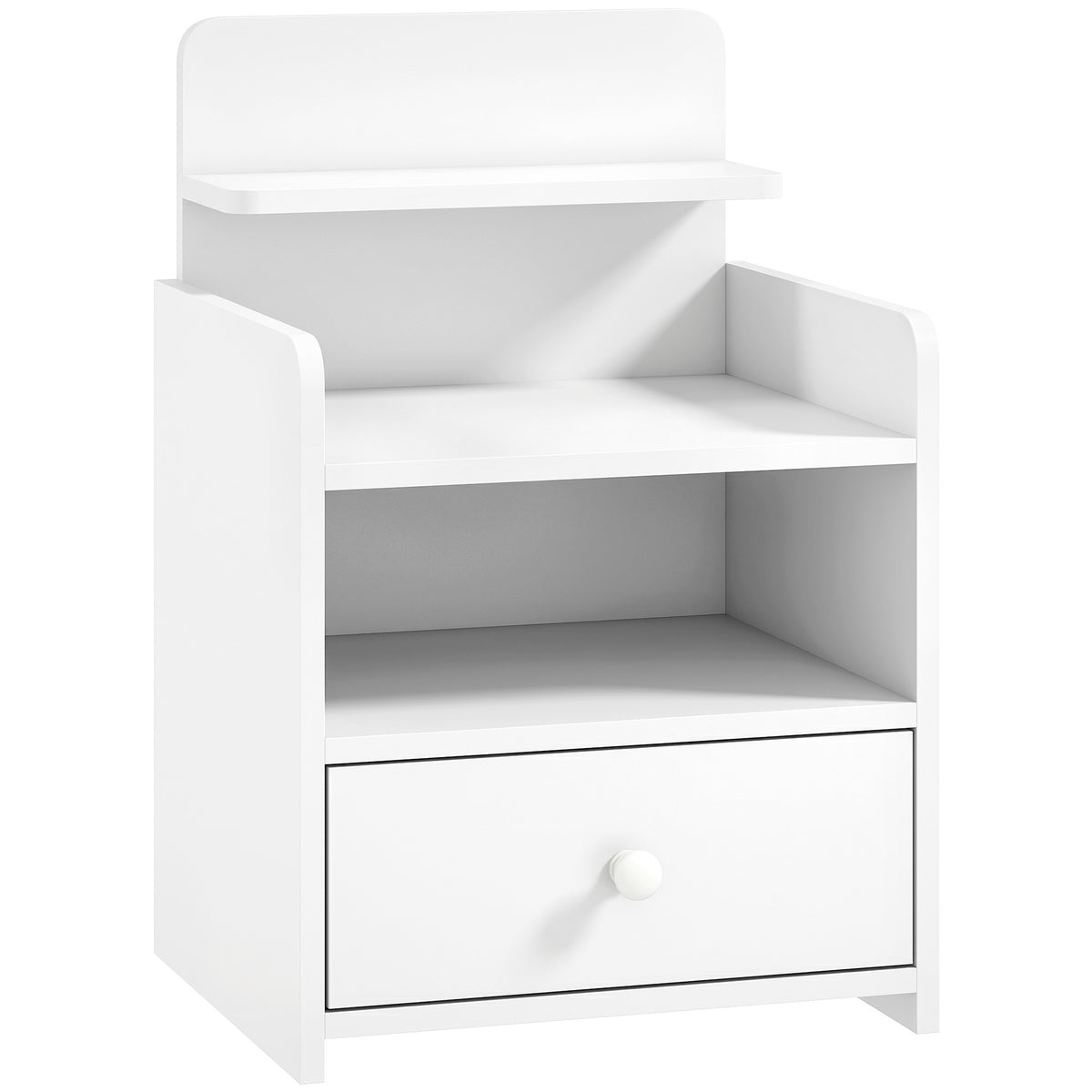 Photo of HOMCOM Bedside Cabinet, Bedside Table with Drawer and Shelf for Living Room, White in White colour on a white background