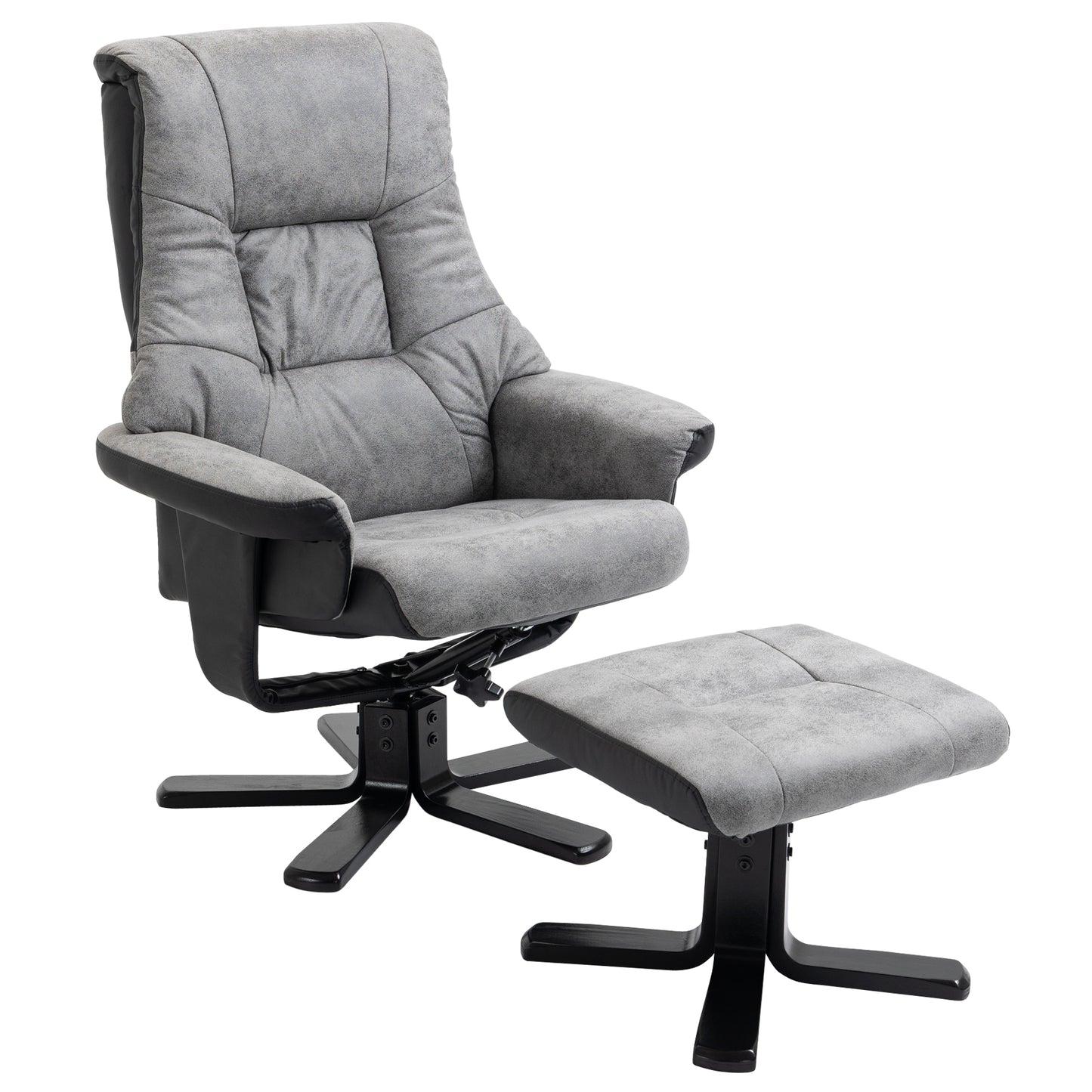 Photo of HOMCOM Fabric Recliner Sofa Armchair with footstool Swivel Sofa Grey in Grey colour on a white background