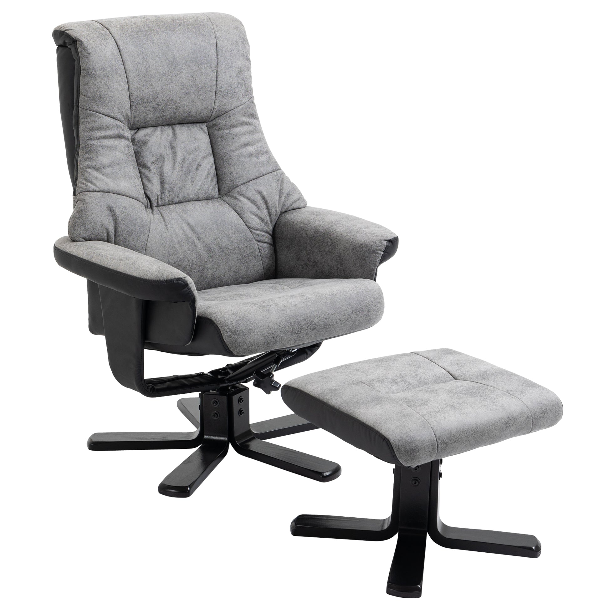 Photo of HOMCOM Fabric Recliner Sofa Armchair with footstool Swivel Sofa Grey in Grey colour on a white background