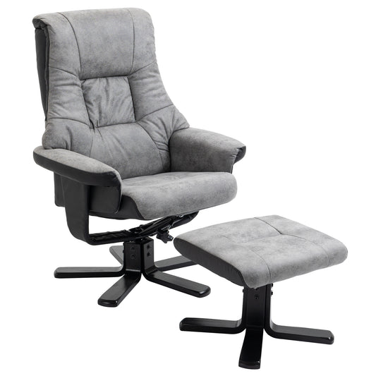 Photo of HOMCOM Fabric Recliner Sofa Armchair with footstool Swivel Sofa Grey in Grey colour on a white background
