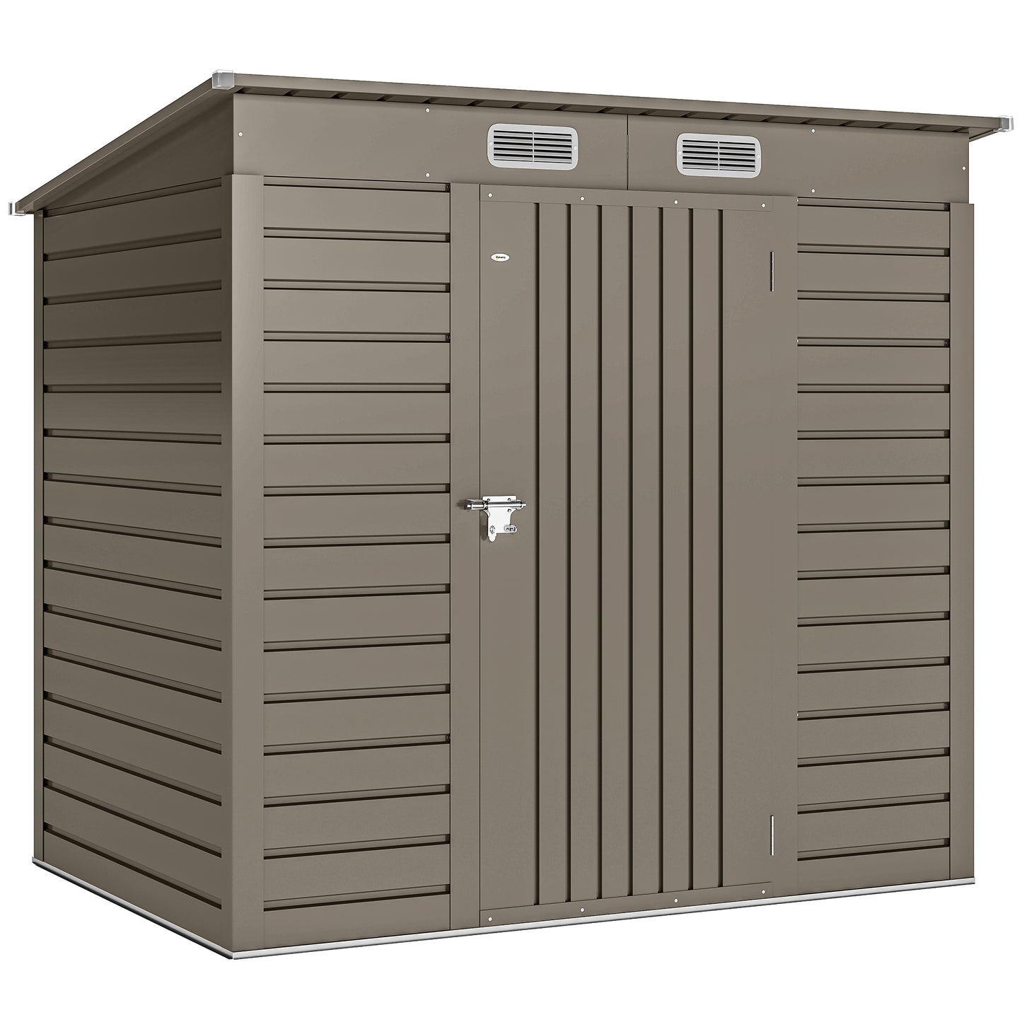 Photo of Outsunny 4 x 6ft Galvanised Metal Garden Shed, with Locking Door - Grey in Grey colour on a white background