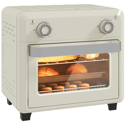 Photo of HOMCOM 10L Air Fryer Oven, Mini Oven, Oil Free Cooking, Grill, Roast, Bake, with Adjustable Temperature, Timer, Dishwasher Safe, 1000W, Cream White in White colour on a white background