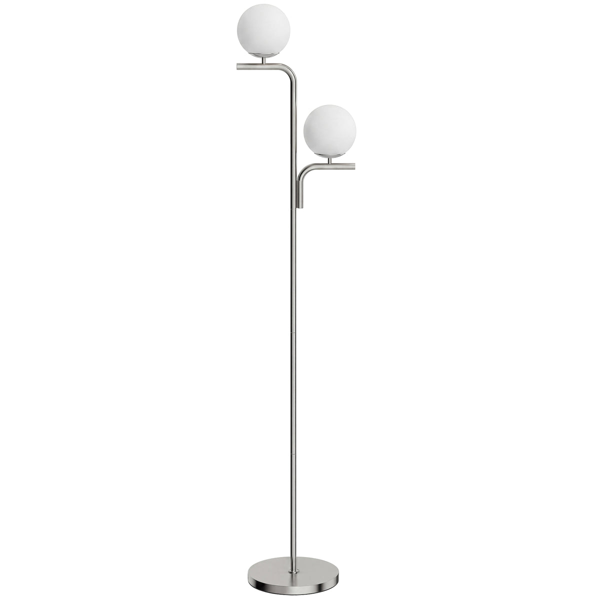 Photo of HOMCOM LED Floor Lamp, Modern Standing Lamp with 3 Colour Temperatures, Globe Glass Shades and Foot Switch, Silver Tone in Tone colour on a white background