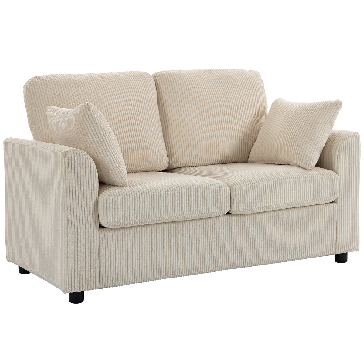 Photo of HOMCOM 2 Seater Sofa, Corduroy Small Couch with Spring Cushion, Wide and Deep Seat, Beige in Beige colour on a white background