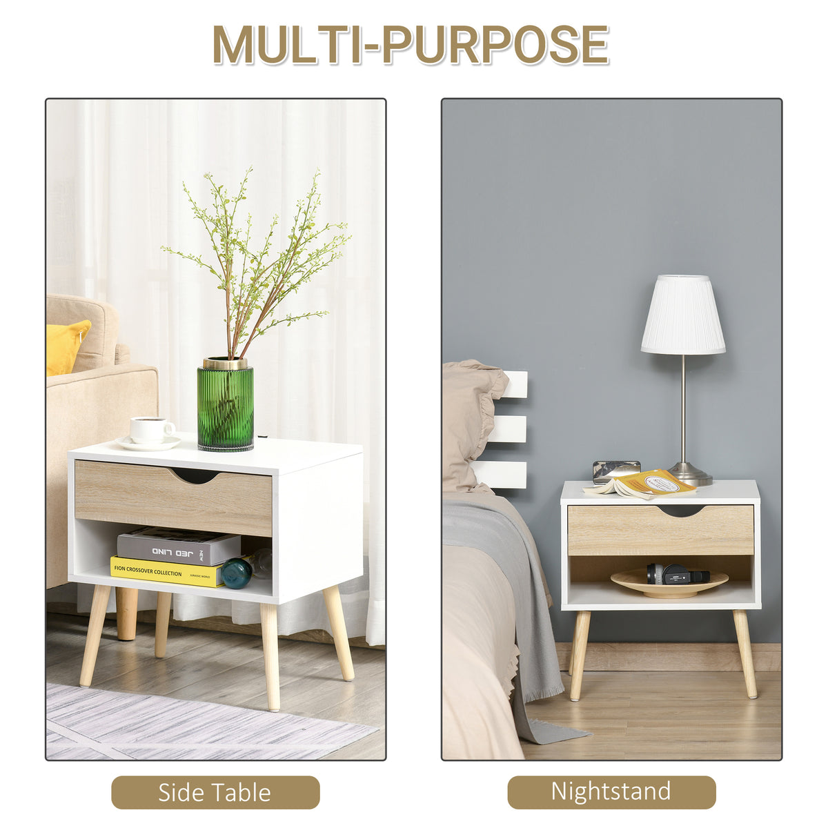HOMCOM bedside table used as a side table and a nightstand