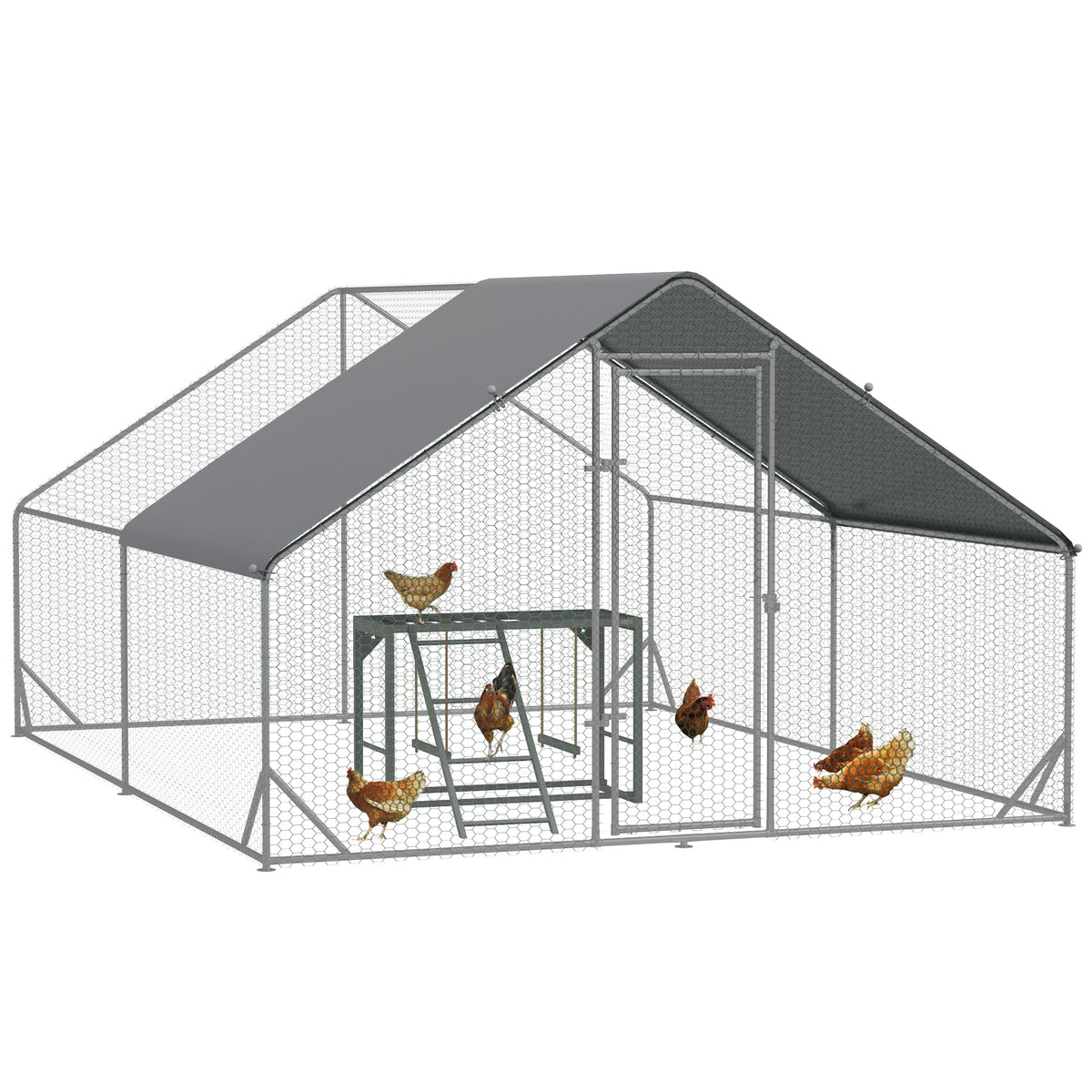 Photo of PawHut Walk In Chicken Run with Chicken Activity Shelf and Cover, 3 x 4 x 2m in 2m colour on a white background