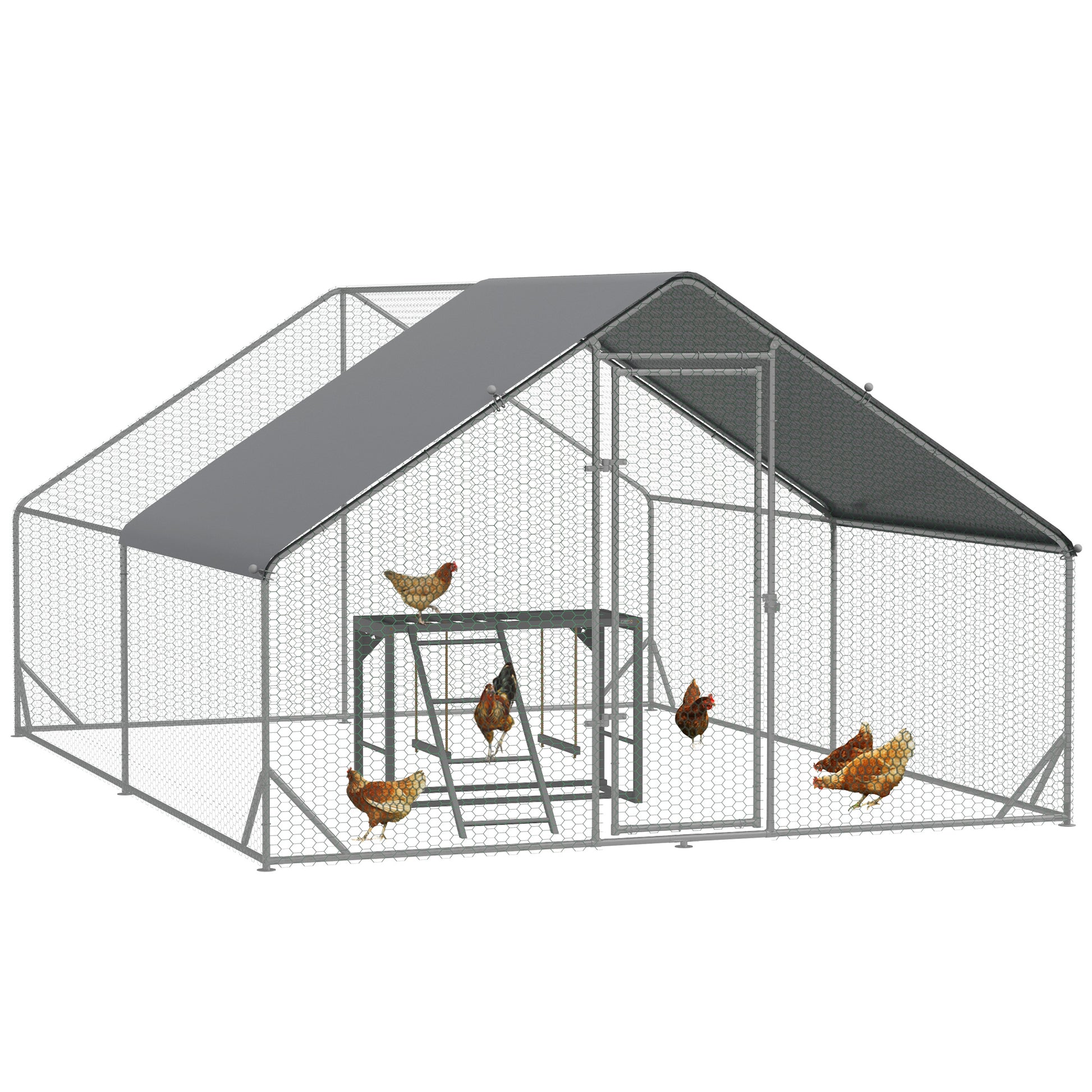 Photo of PawHut Walk In Chicken Run with Chicken Activity Shelf and Cover, 3 x 4 x 2m in 2m colour on a white background