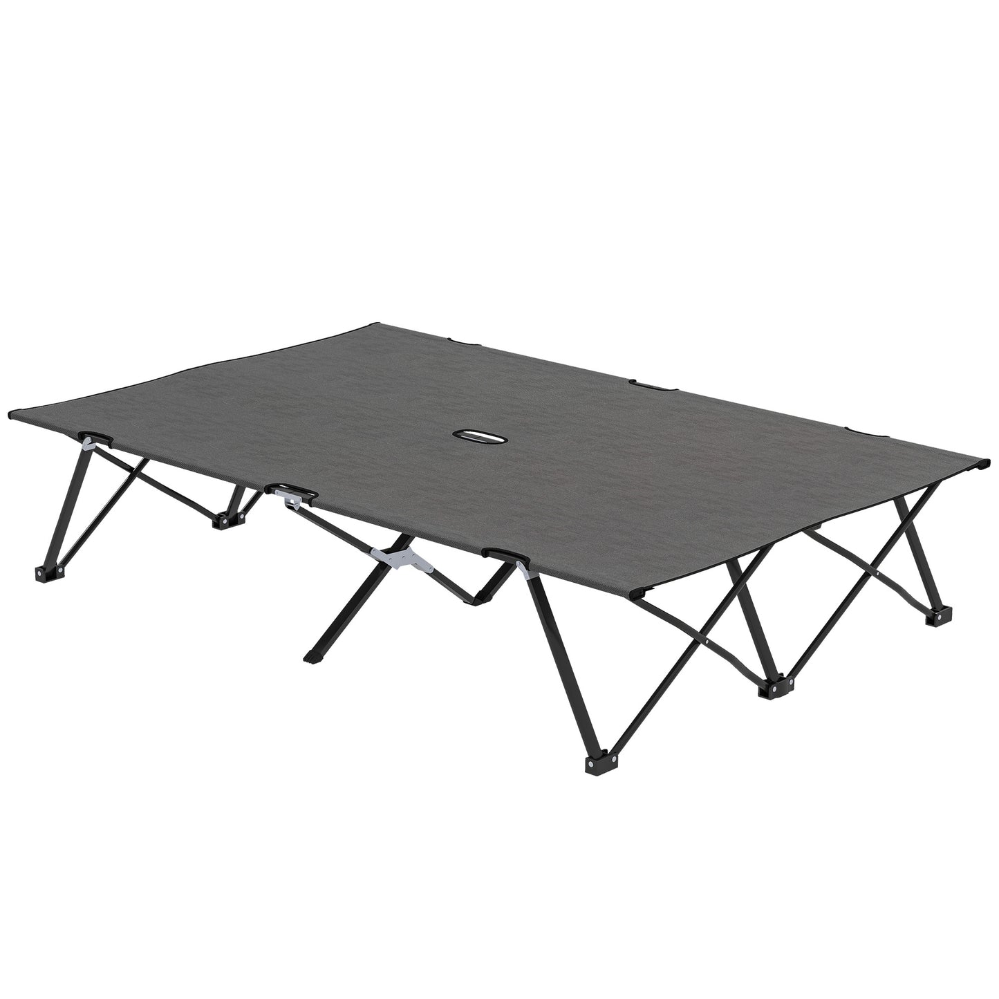 Photo of Outsunny Double Camping Cot Bed, with Bag - Charcoal Grey in Grey colour on a white background