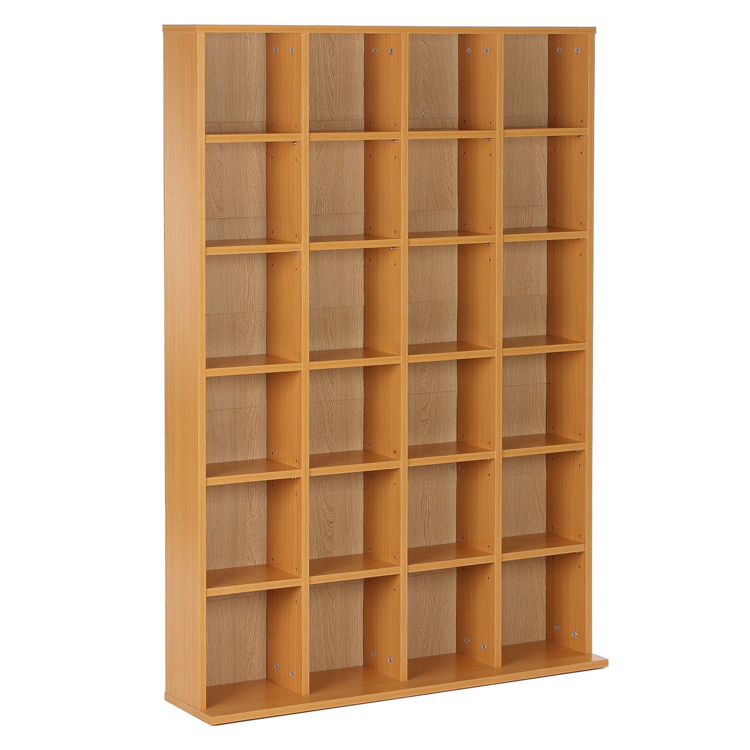 Photo of HOMCOM CD Storage Unit with Adjustable Shelves, 89 x 130.5 cm, Beech Wood Finish in Finish colour on a white background