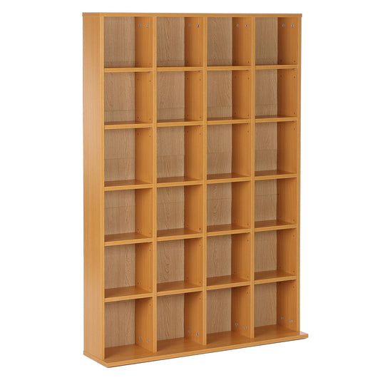 Photo of HOMCOM CD Storage Unit with Adjustable Shelves, 89 x 130.5 cm, Beech Wood Finish in Finish colour on a white background