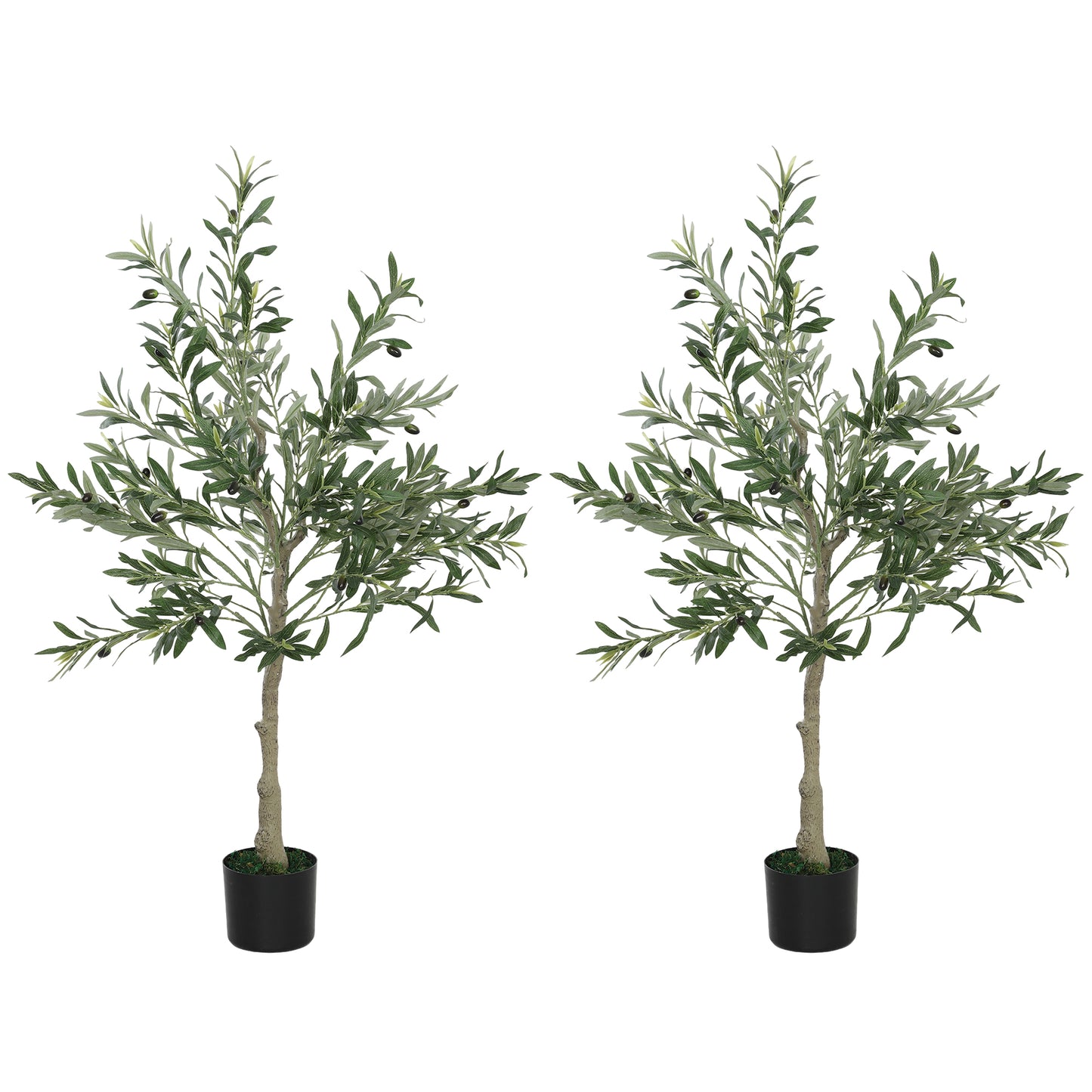 Photo of HOMCOM Set of Two Silk Leaf Artificial Olive Trees in Trees colour on a white background