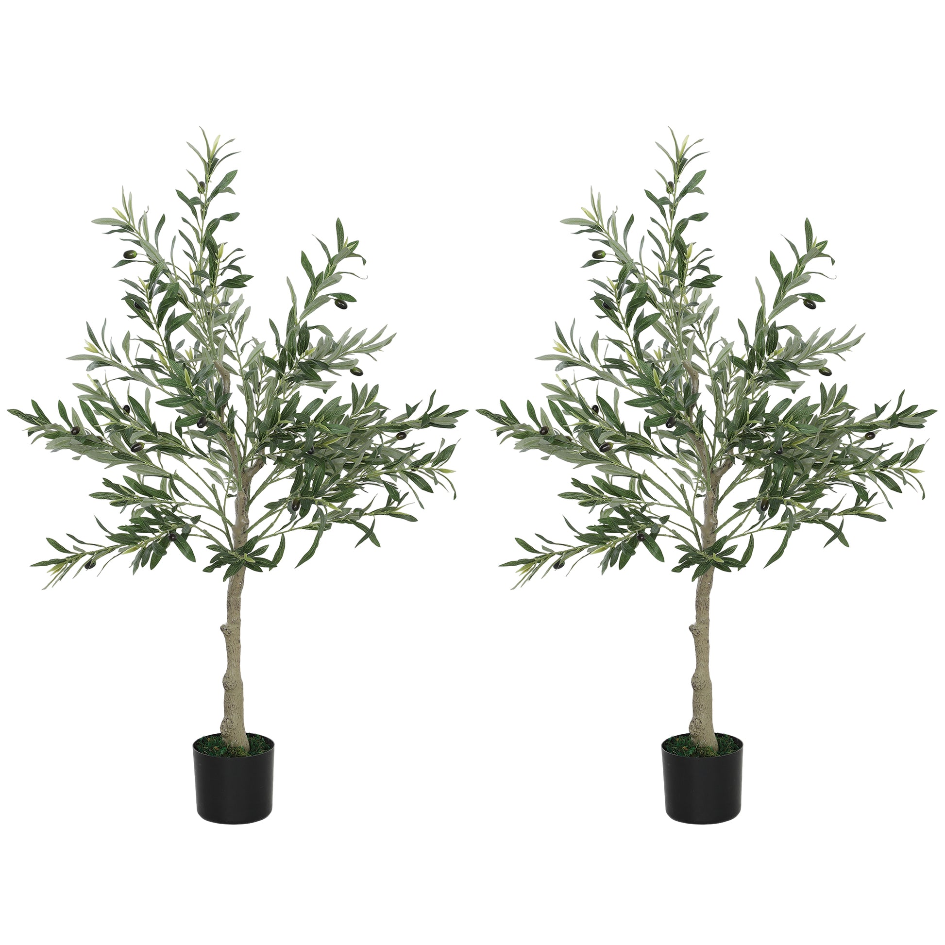 Photo of HOMCOM Set of Two Silk Leaf Artificial Olive Trees in Trees colour on a white background