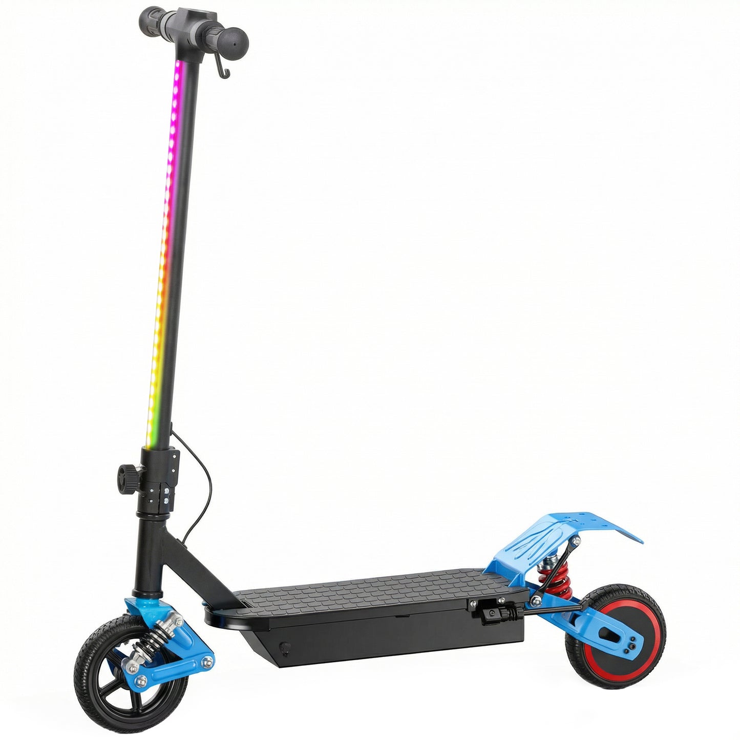 Photo of AIYAPLAY Foldable Kids Electric Scooter with LCD Display, Dual Shock Absorption, Up to 15 KM/H, Max Range 6 KM for Age 6-14, Blue in Blue colour on a white background