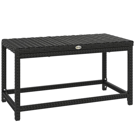 Photo of Outsunny Outdoor Coffee Table Side Table with Rectangular Shape Frame for Patio, Balcony, Black in Black colour on a white background