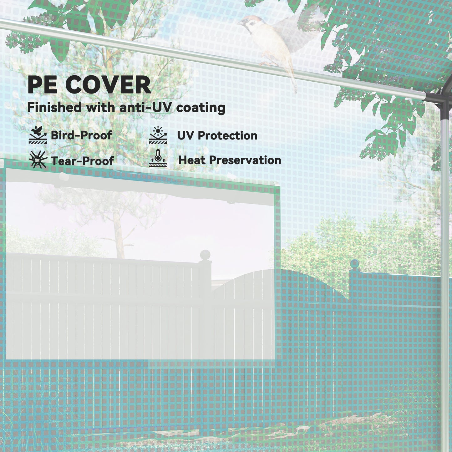 Outsunny Polyethylene Walk-in Polytunnel Greenhouse, 2 x 3(m), Green