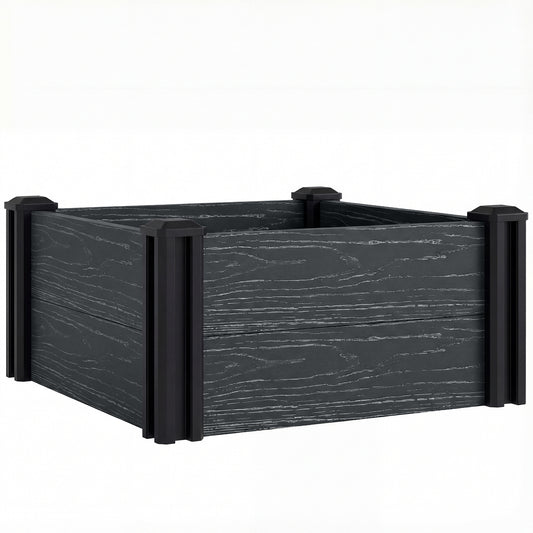 Photo of Outsunny Vinyl Raised Garden Bed Kit, 2 x 2 x 1ft Modular Elevated Garden Box with Slotting Legs and Open Bottom, Dark Grey in Grey colour on a white background