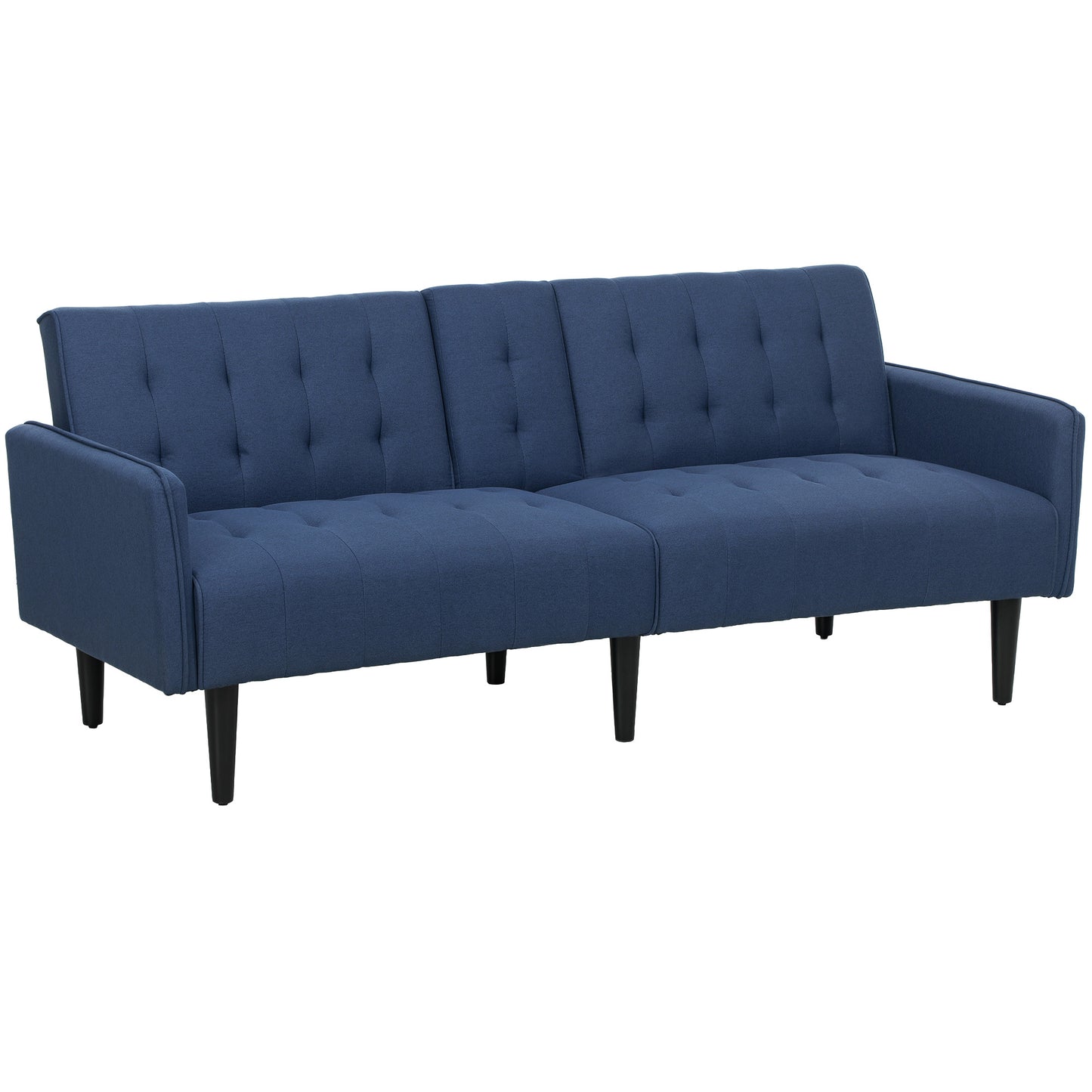 Photo of HOMCOM Three-Seater Sofa Bed, with Cupholders - Dark Blue in Blue colour on a white background
