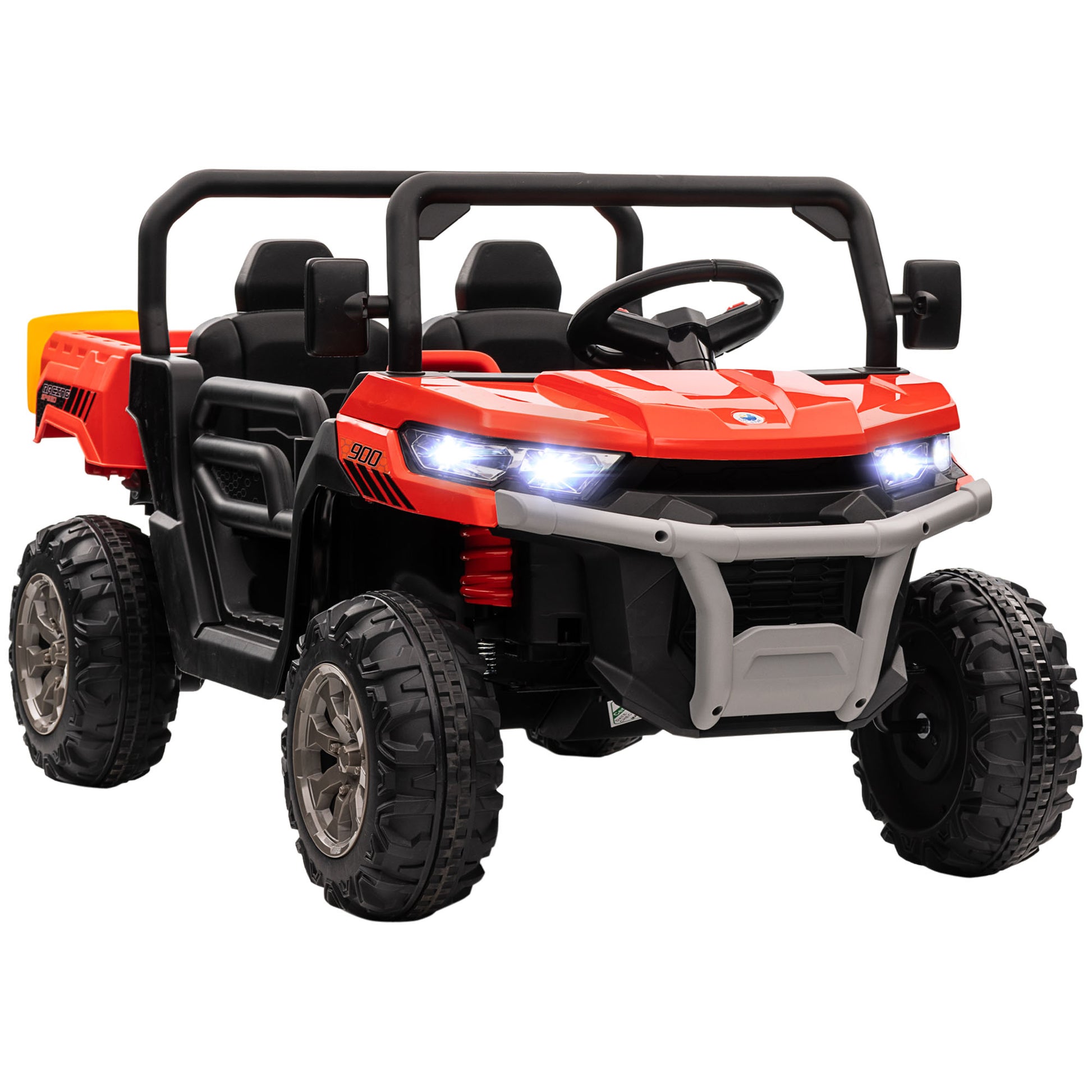 Photo of HOMCOM 12V 2 Seater Kids Electric Ride-On Car with Electric Bucket, Remote Control - Red in Red colour on a white background