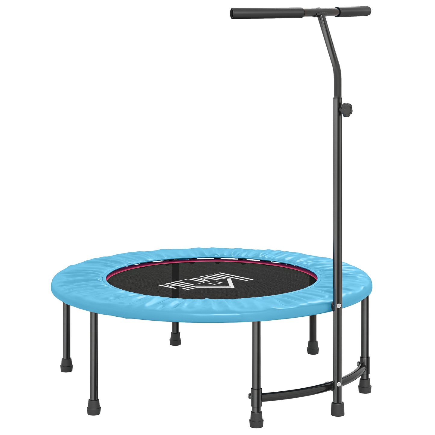 Photo of HOMCOM 40" Fitness Trampoline with Adjustable Handle, Rebounder Trampoline, Mini Jumper for Indoor Exercise Workout, Blue in Blue colour on a white background