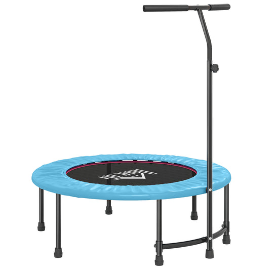 Photo of HOMCOM 40" Fitness Trampoline with Adjustable Handle, Rebounder Trampoline, Mini Jumper for Indoor Exercise Workout, Blue in Blue colour on a white background