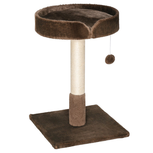Photo of PawHut Small Cat Tree for Indoor Cats with Sisal Scratching Post Kitten Bed Cushion Ball Toy, Brown, 45x45x70 cm in cm colour on a white background