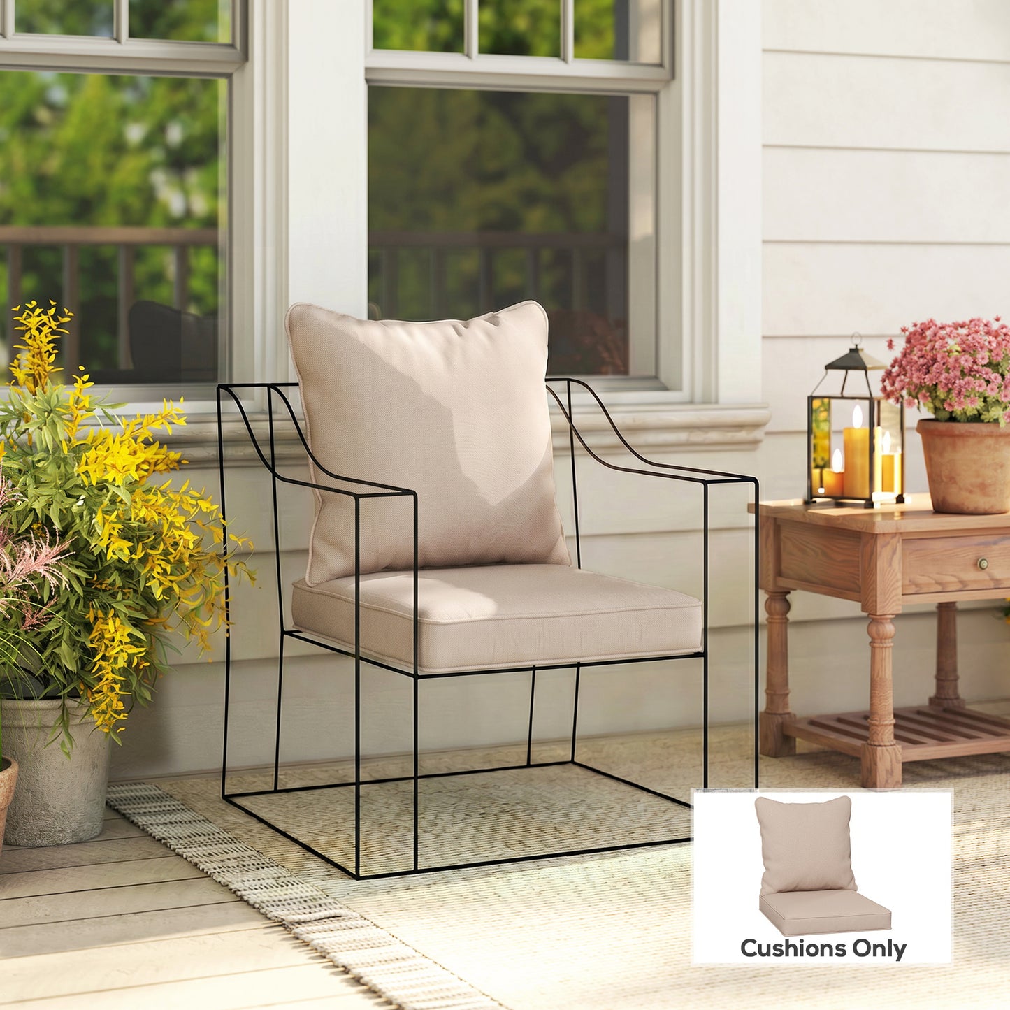 Outsunny Seat and Back Padded Cushion Set, CUSHION ONLY - Beige