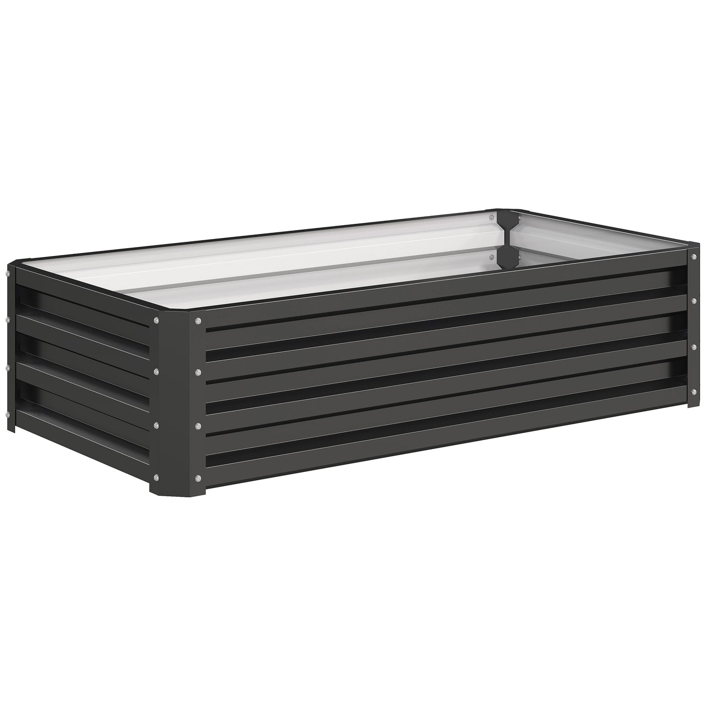 Photo of Outsunny Raised Beds for Garden, Galvanized Outdoor Planters, for Herbs and Vegetables, Use for Patio, Backyard, Balcony, Grey in Grey colour on a white background