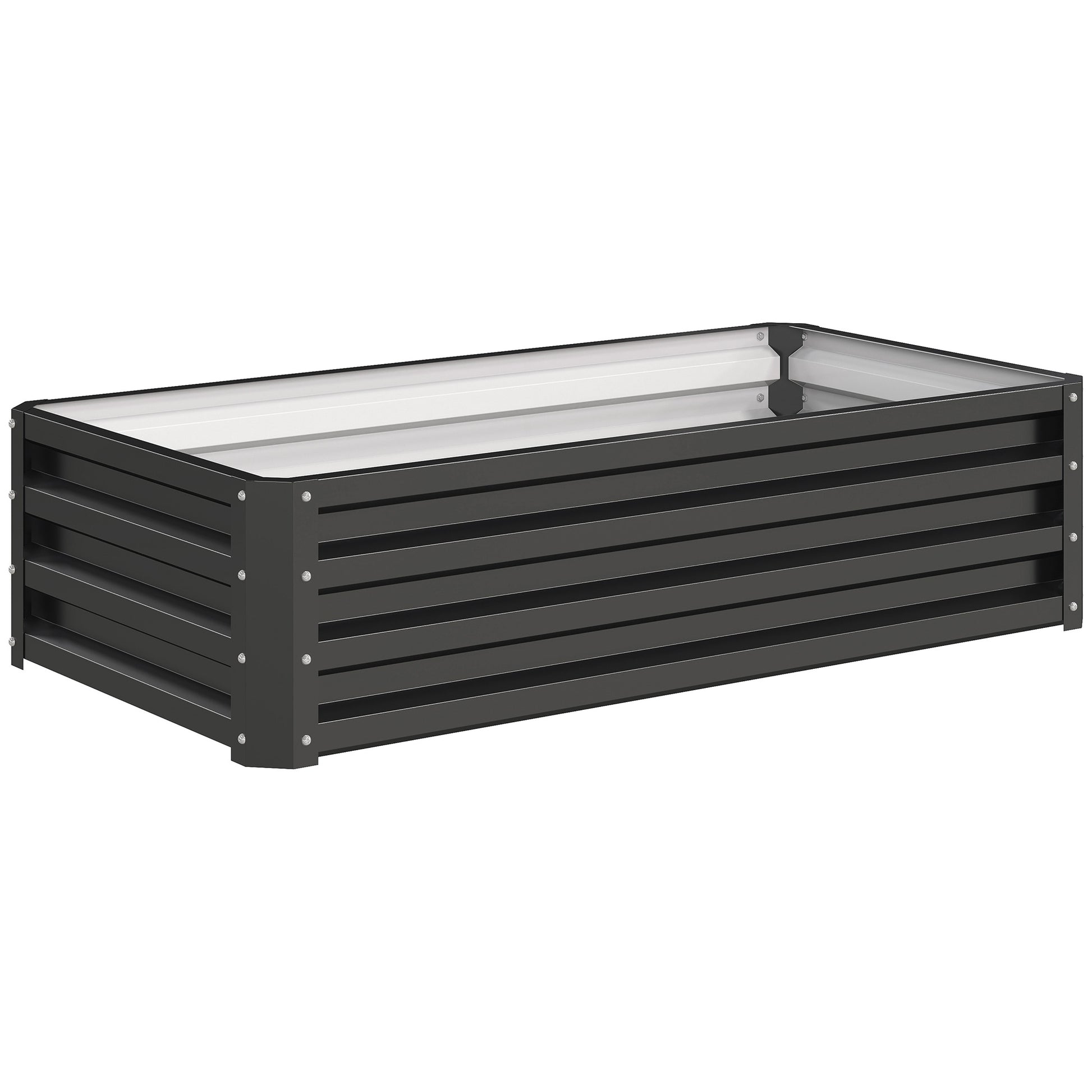 Photo of Outsunny Raised Beds for Garden, Galvanized Outdoor Planters, for Herbs and Vegetables, Use for Patio, Backyard, Balcony, Grey in Grey colour on a white background