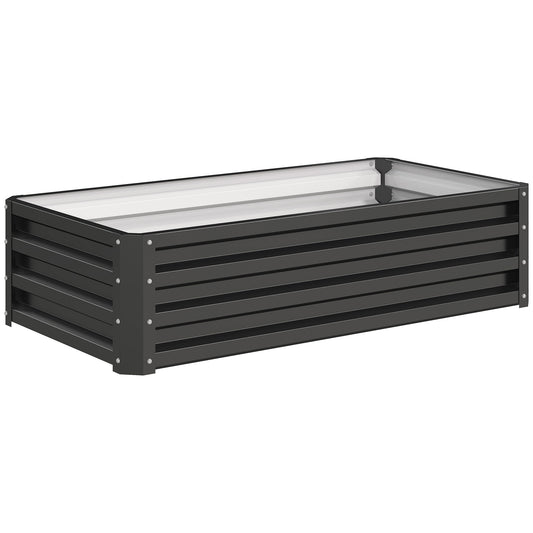 Photo of Outsunny Raised Beds for Garden, Galvanized Outdoor Planters, for Herbs and Vegetables, Use for Patio, Backyard, Balcony, Grey in Grey colour on a white background