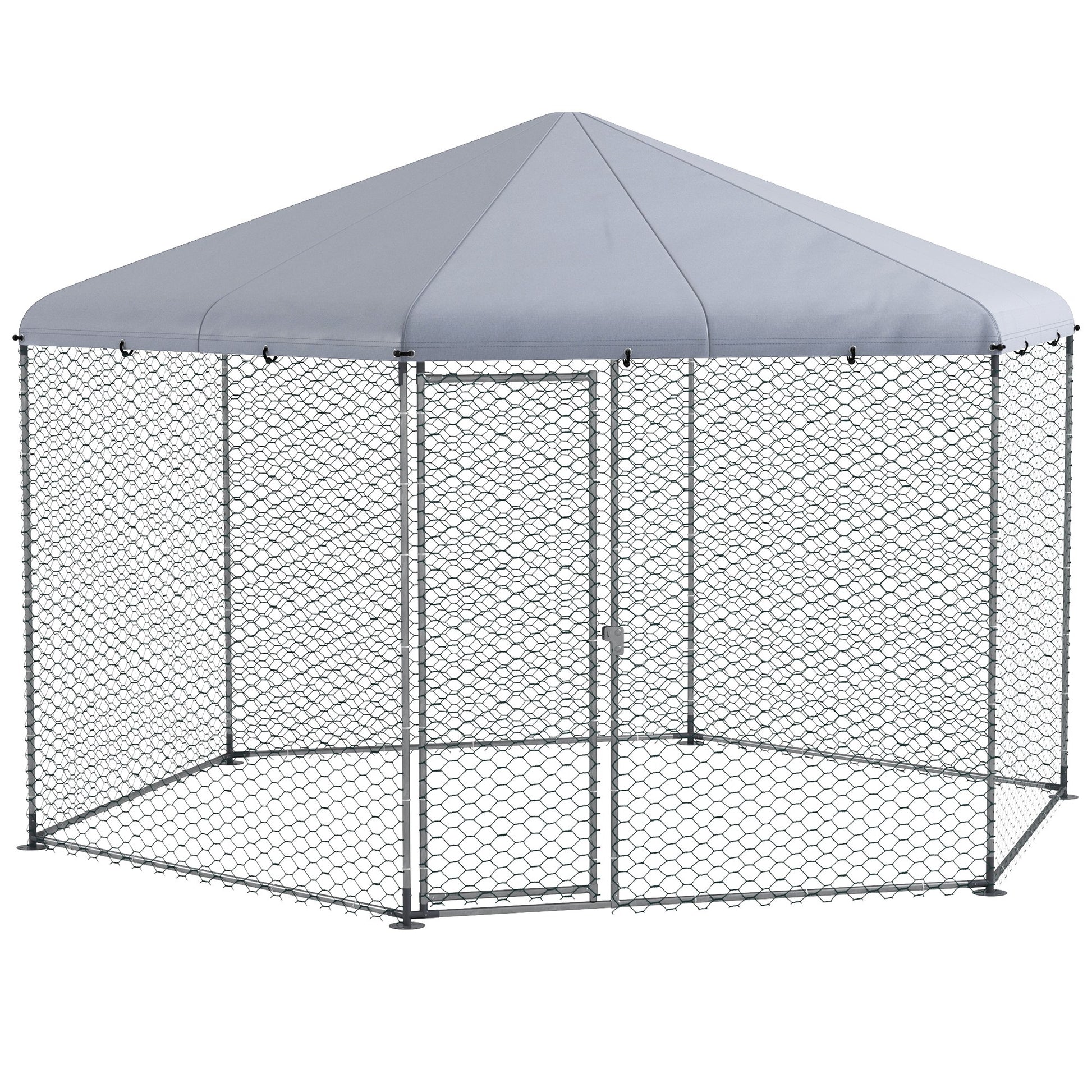 Photo of PawHut Chicken Coop for 10-15 Chickens, Hens, Rabbits, Ducks, Outdoor Garden Chicken Run, 4 x 3.5 x 2.6m in 2.6m colour on a white background