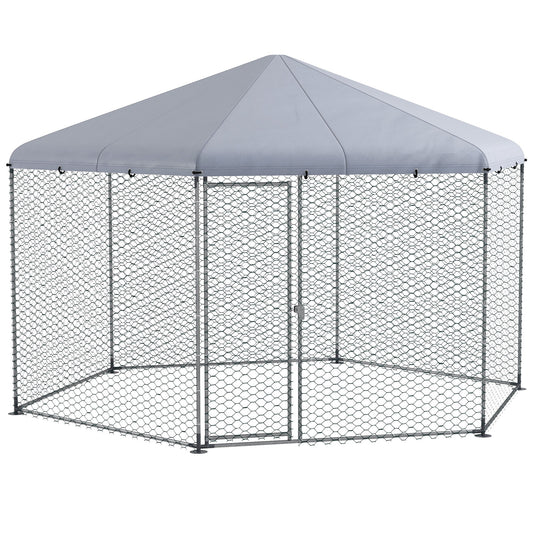 Photo of PawHut Chicken Coop for 10-15 Chickens, Hens, Rabbits, Ducks, Outdoor Garden Chicken Run, 4 x 3.5 x 2.6m in 2.6m colour on a white background