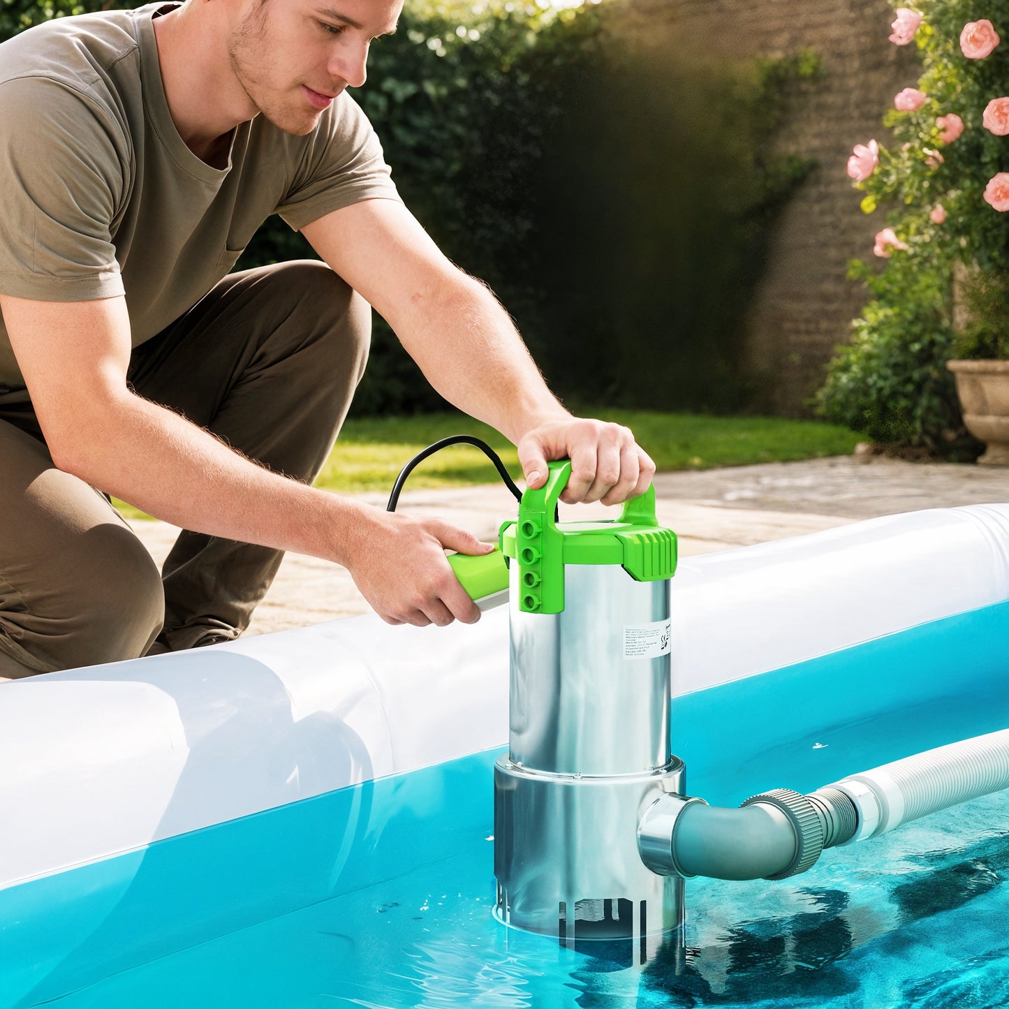 Outsunny 1100W Submersible Water Pump for Dirty/Clean Water, 18500L/H Electric Sump Pump with Float Switch, Drain Water from Garden Pond, Hot Tub, Ditches, Portable and Lightweight, Green