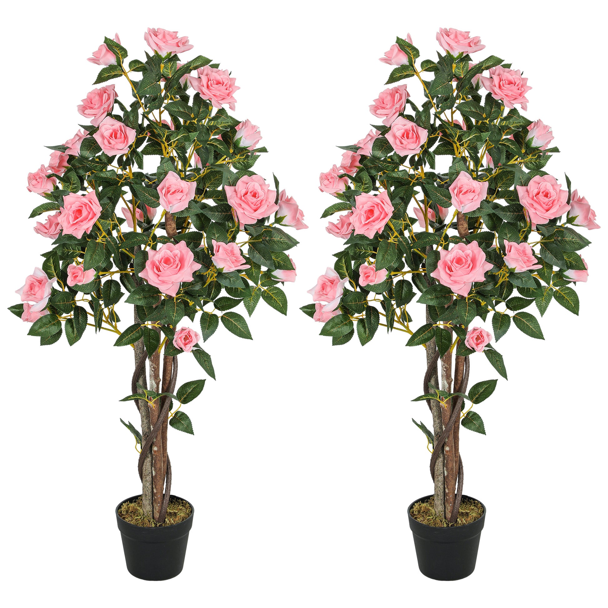 Photo of HOMCOM Set of Two Faux Rose Plants, with Pots in Pots colour on a white background