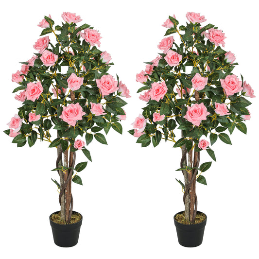 Photo of HOMCOM Set of Two Faux Rose Plants, with Pots in Pots colour on a white background