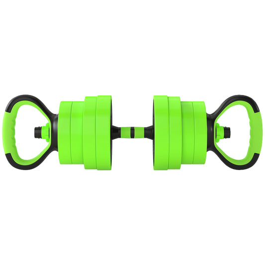 Photo of SPORTNOW 30kg 6-In-One Adjustable Weight Dumbbells Set, Barbell, Kettlebell, Push Up Stand - Green in Green colour on a white background