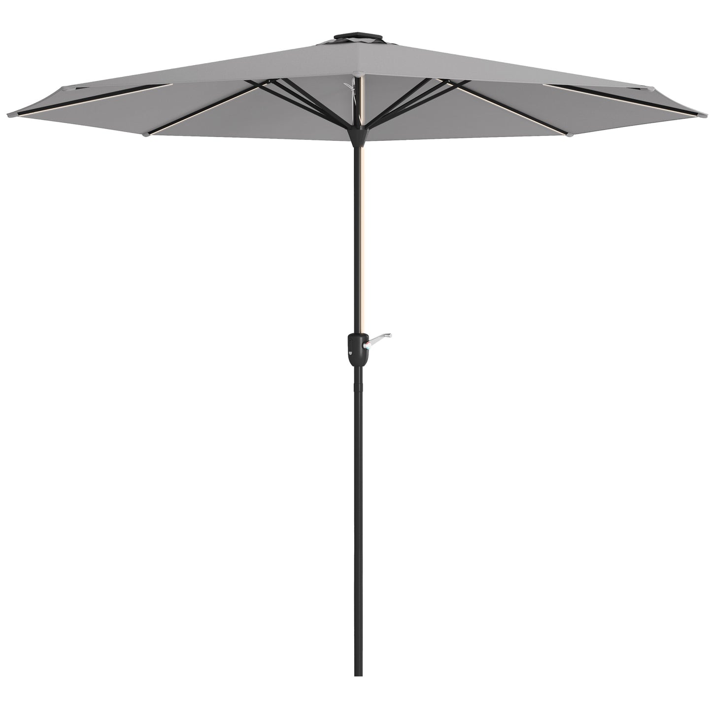 Photo of Outsunny 2.65m Garden Parasol, with LED Lights - Light Grey in Grey colour on a white background