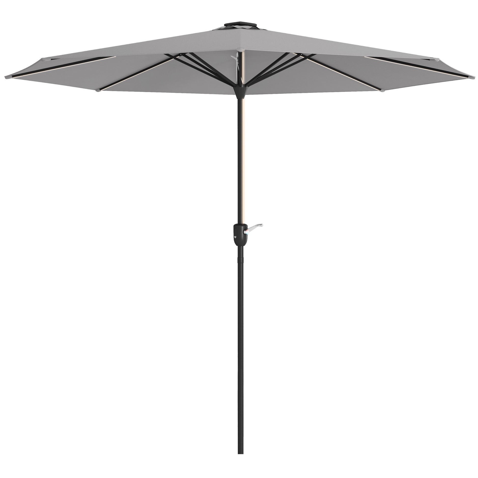 Photo of Outsunny 2.65m Garden Parasol, with LED Lights - Light Grey in Grey colour on a white background