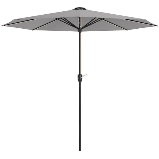 Photo of Outsunny 2.65m Garden Parasol, with LED Lights - Light Grey in Grey colour on a white background