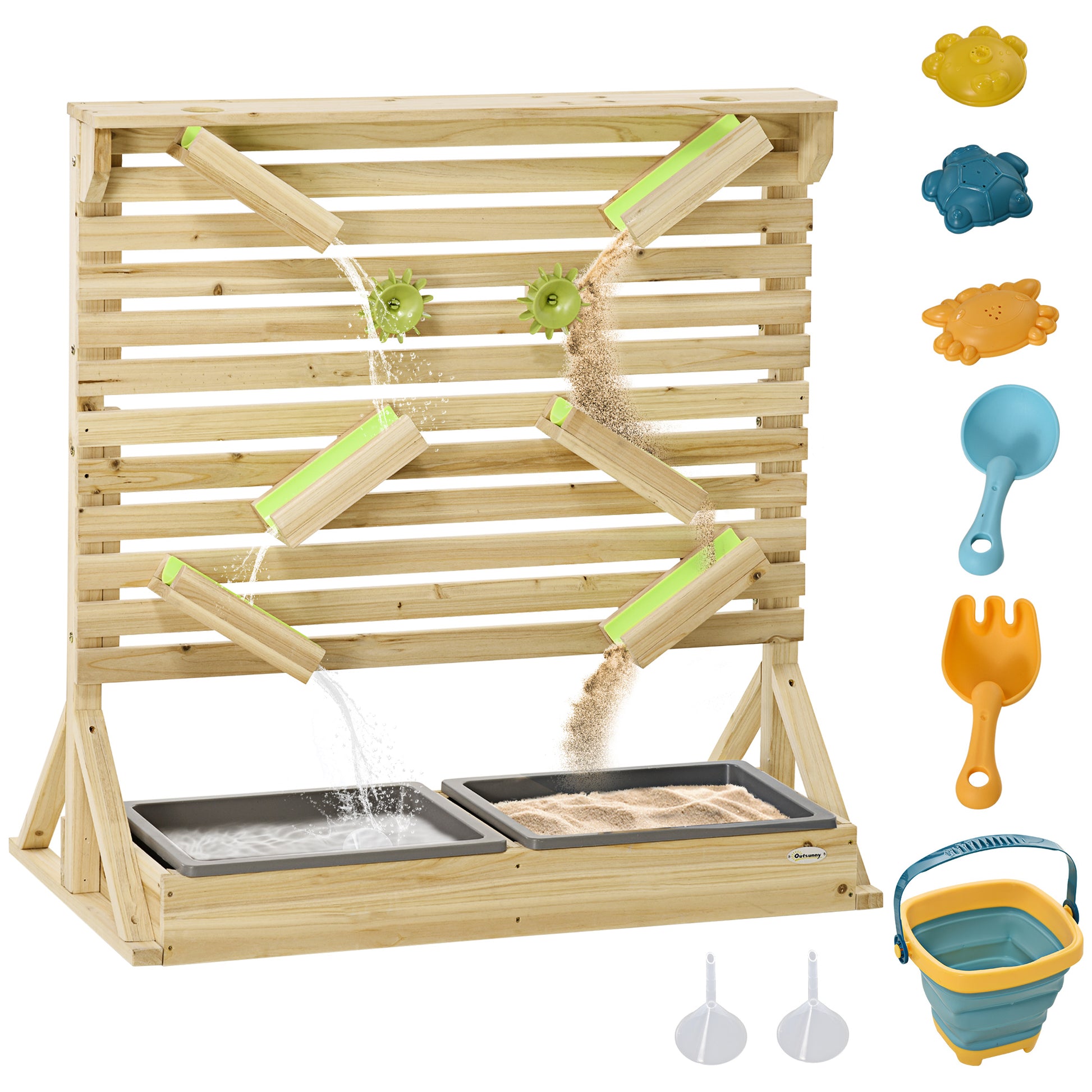 Photo of Outsunny Outdoor Kids Running Water and Sand Playset, with 18 Accessories in Accessories colour on a white background