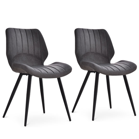 Photo of HOMCOM Dining Chairs Set of 2, PU Leather Upholstered Kitchen Chairs with Backs, Moulded Padded Seats and Steel Frame for Dining Room, Grey in Grey colour on a white background