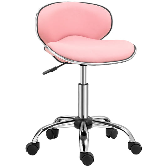 Photo of HOMCOM Adjustable Rolling Swivel Beauty Salon Chair, Stool for Spa, Pink in Pink colour on a white background
