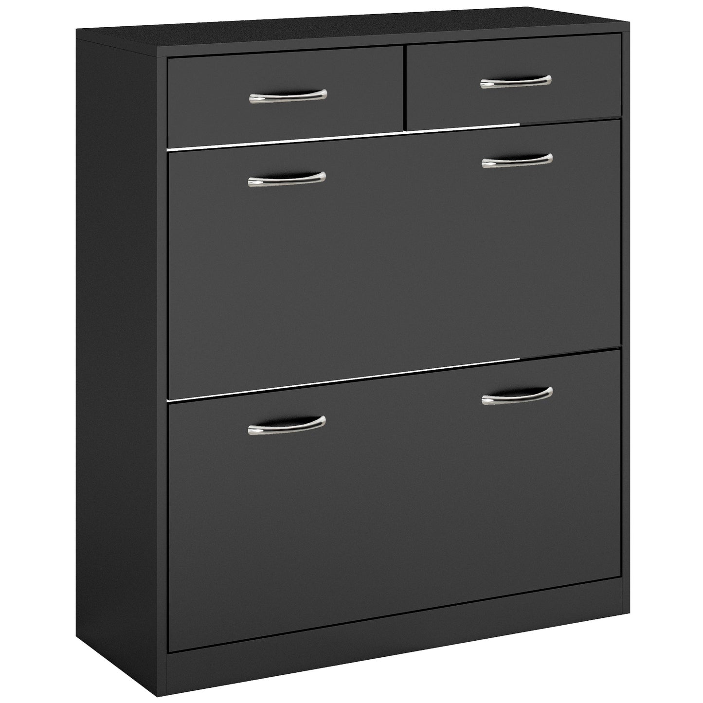 Photo of HOMCOM Narrow Shoe Storage with 2 Flip Drawers and Adjustable Shelves Shoe Cabinet Organizer for 12 Pairs of Shoes, Black in Black colour on a white background