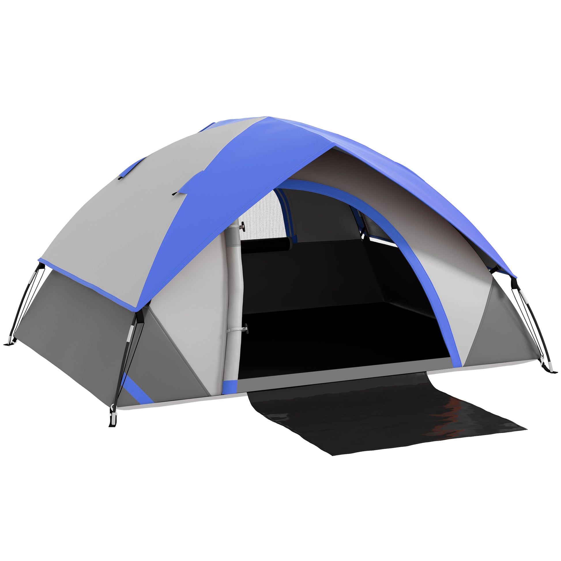Photo of Outsunny Two Man Single Room Dome Tent, with Accessories - Dark Blue/Grey in Blue/Grey colour on a white background