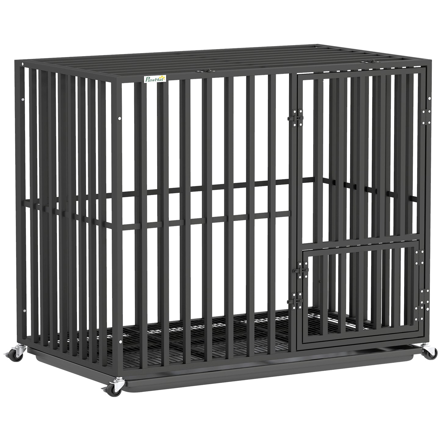 Photo of PawHut Heavy Duty Dog Crate, Dog Cage with Wheels for Small Medium Breeds, Metal Pet Kennel with Removable Tray in Tray colour on a white background
