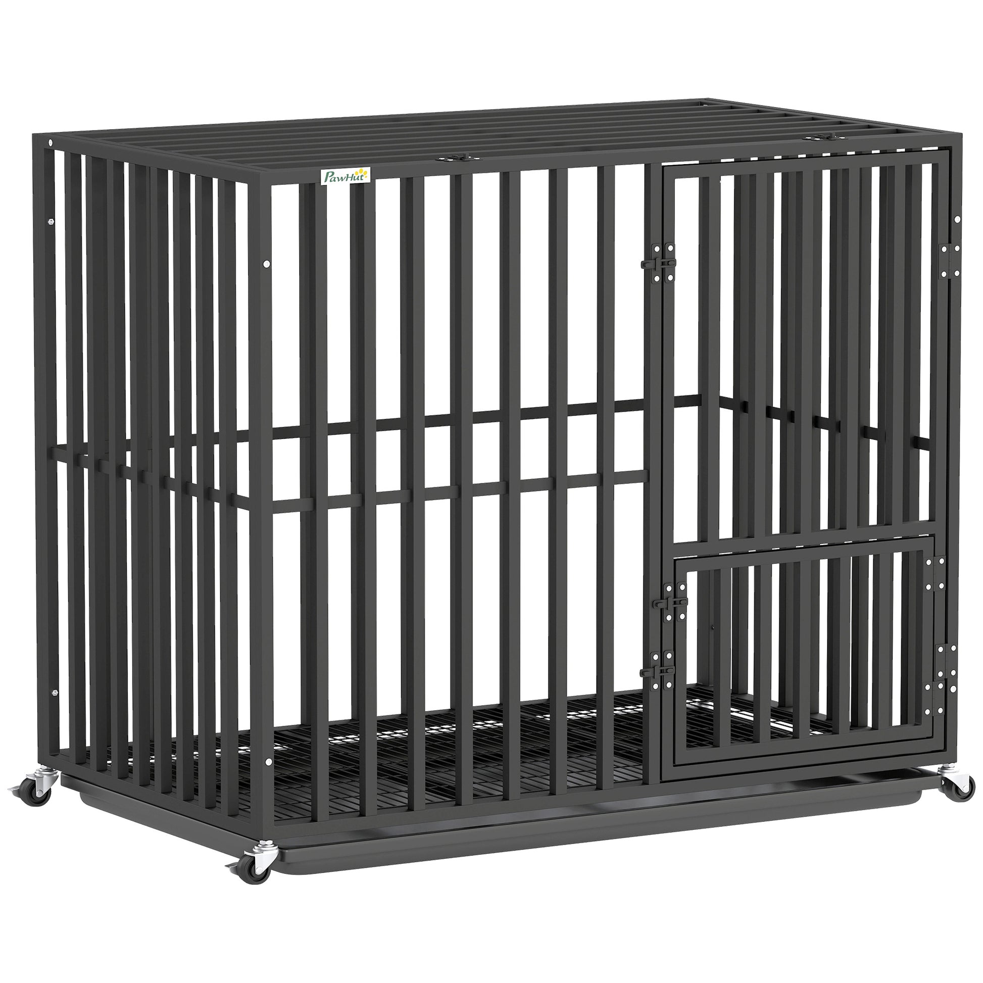 Photo of PawHut Heavy Duty Dog Crate, Dog Cage with Wheels for Small Medium Breeds, Metal Pet Kennel with Removable Tray in Tray colour on a white background