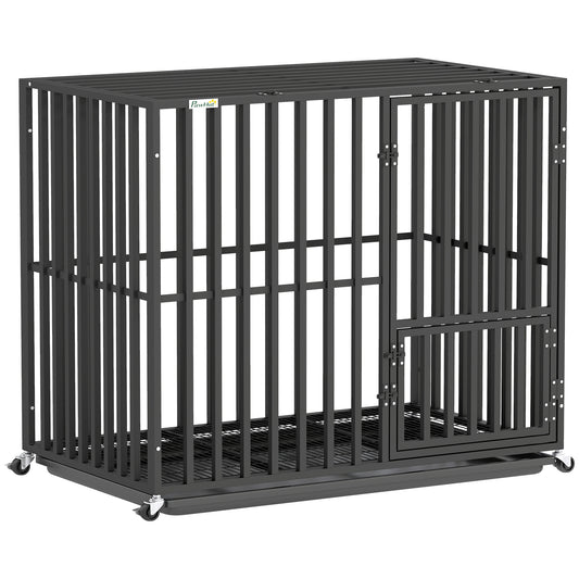 Photo of PawHut Heavy Duty Dog Crate, Dog Cage with Wheels for Small Medium Breeds, Metal Pet Kennel with Removable Tray in Tray colour on a white background