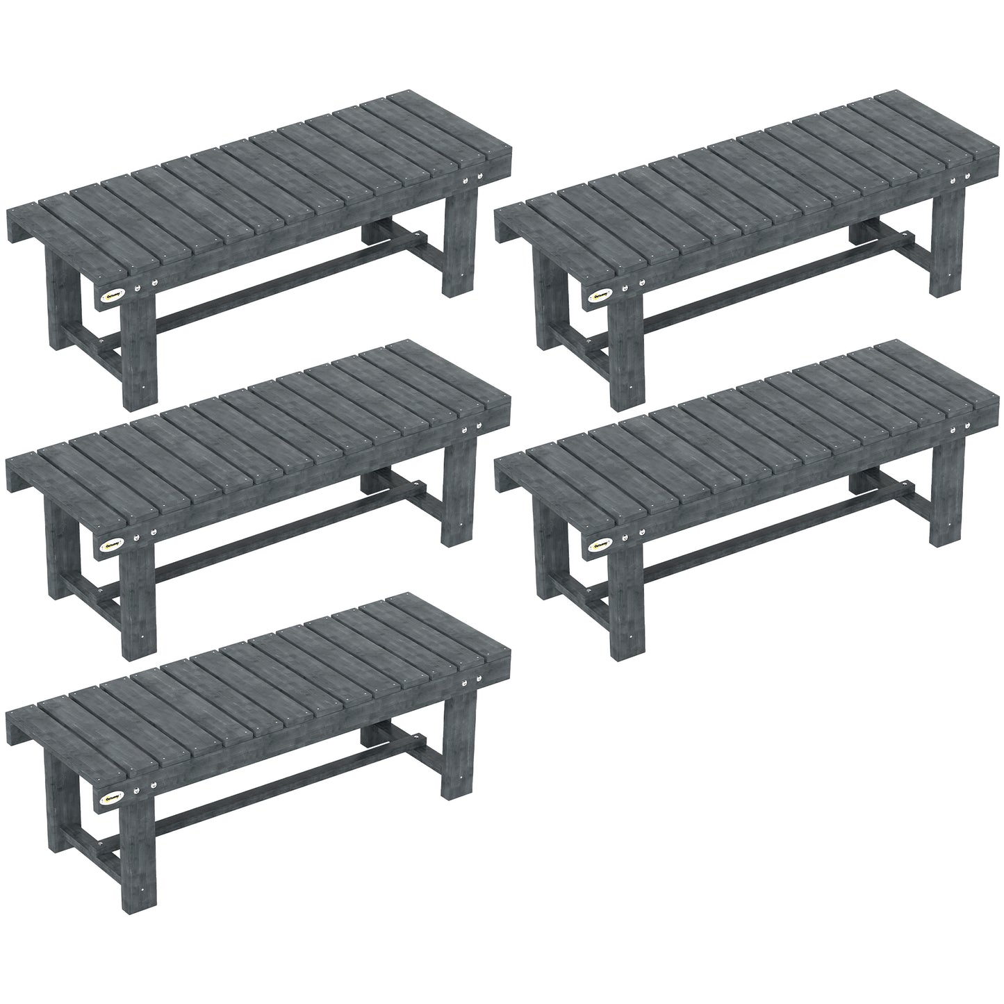 Photo of Outsunny 2-Seater Garden Wooden Bench, Grey in Grey colour on a white background