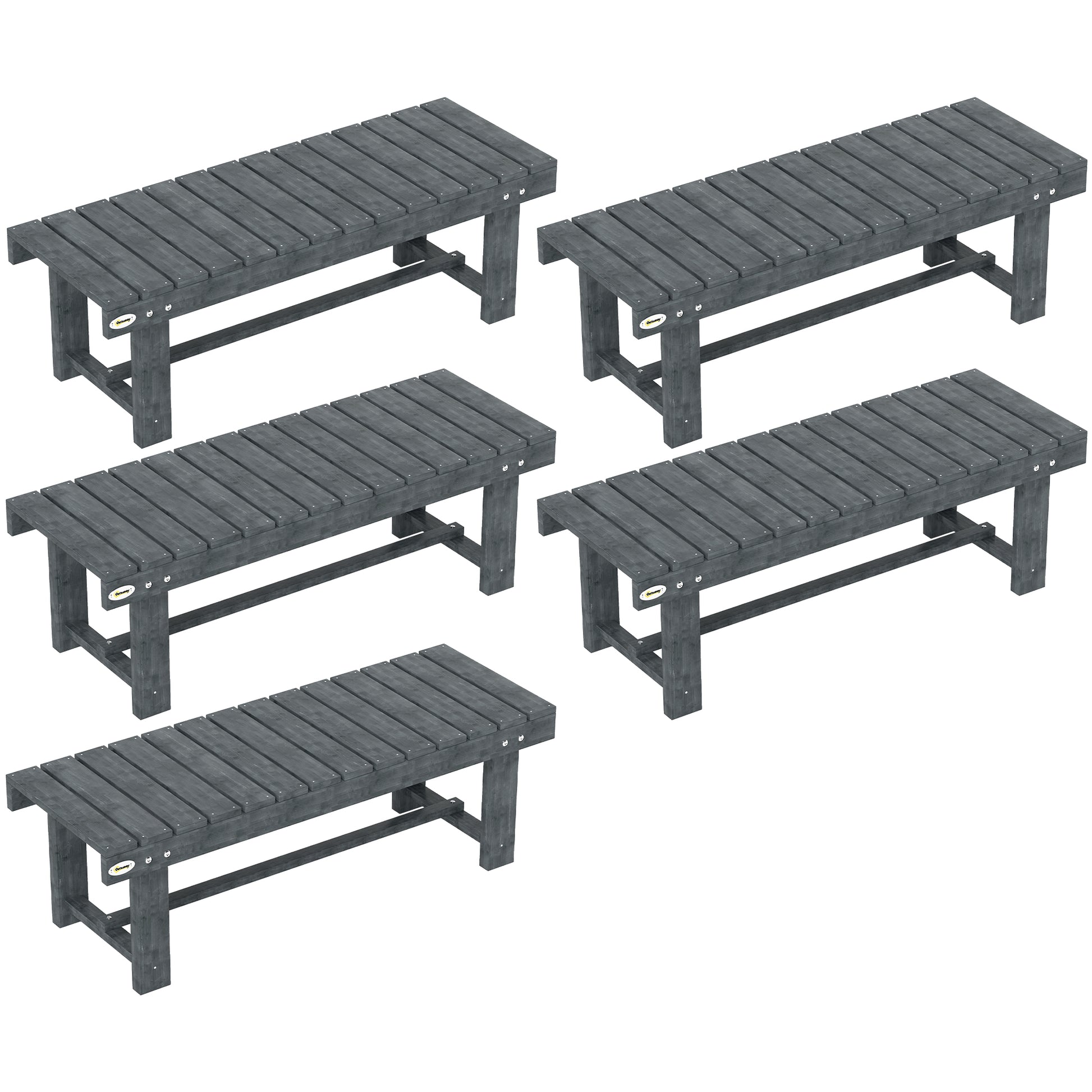 Photo of Outsunny 2-Seater Garden Wooden Bench, Grey in Grey colour on a white background