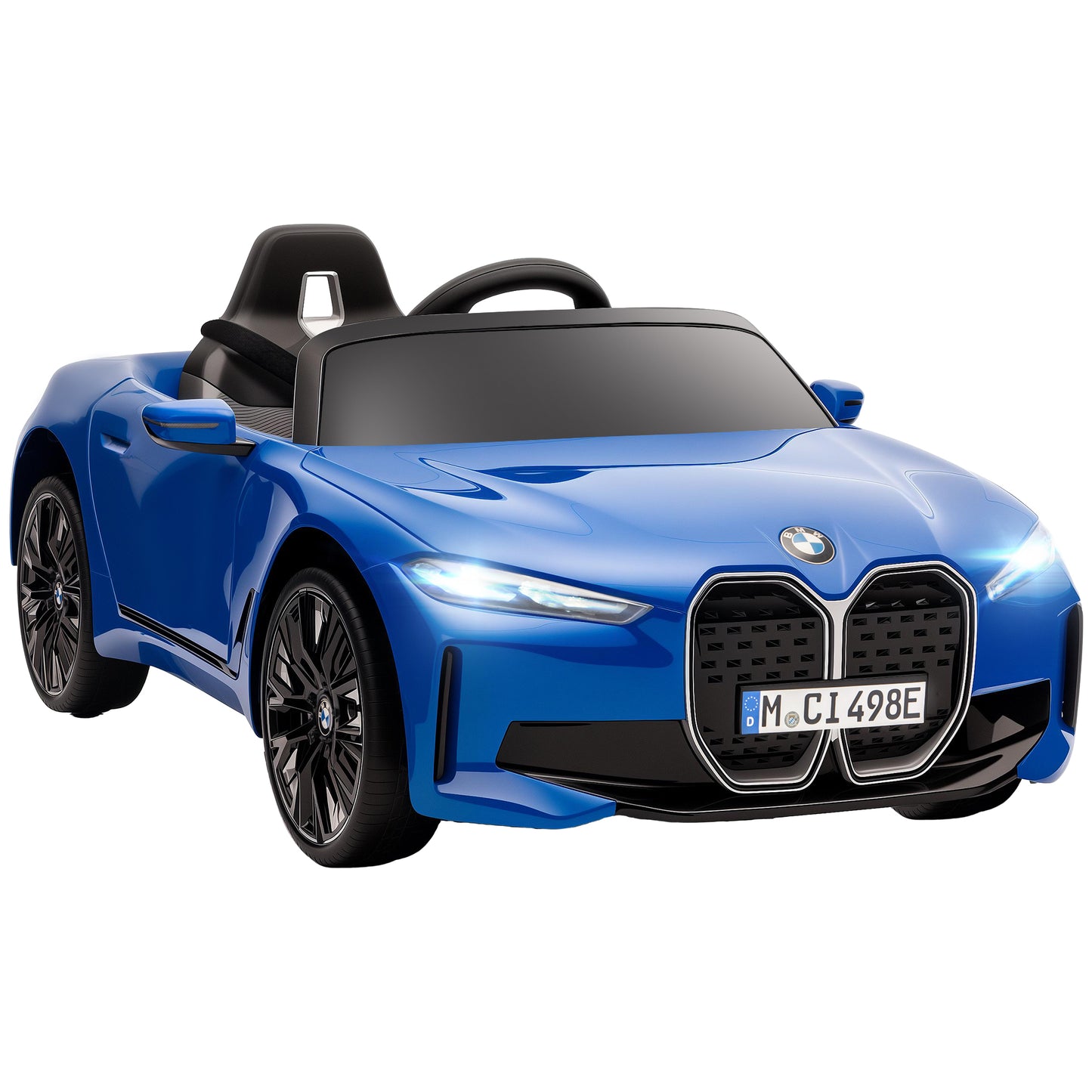 Photo of HOMCOM BMW i4 Licensed 12V Kids Electric Ride-On Car, Blue in Blue colour on a white background